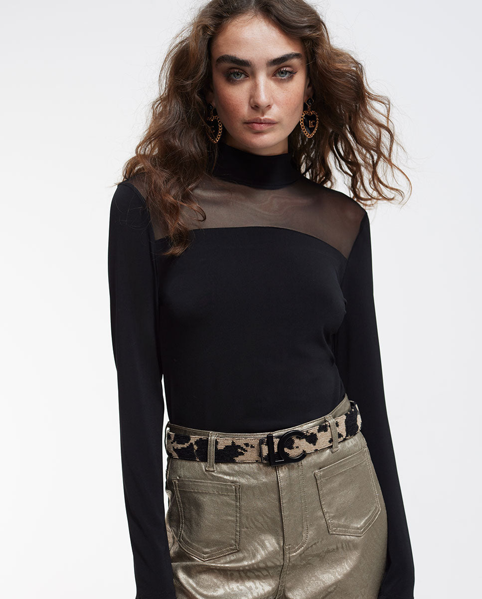 Sheer detail T-shirt