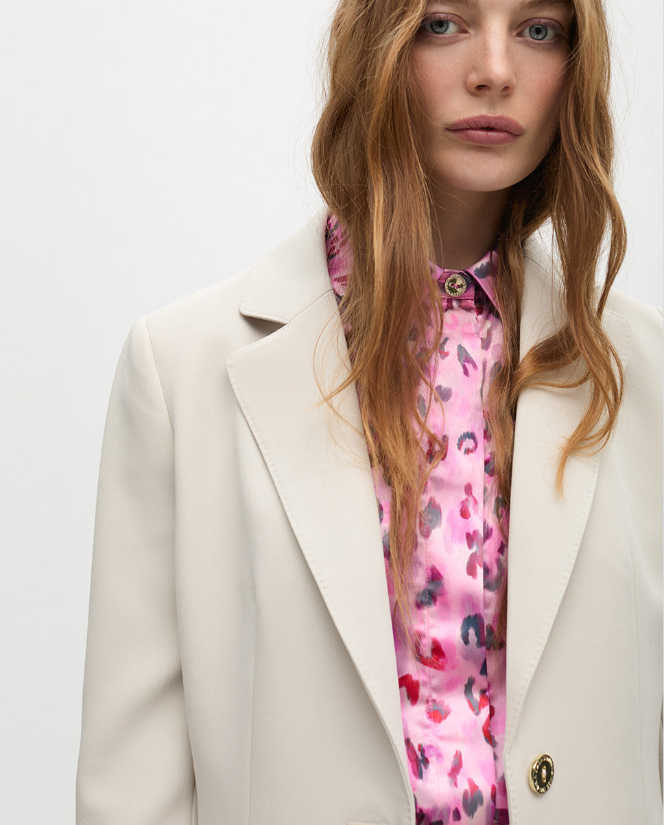 Blazer with Embroidered Pocket Detail