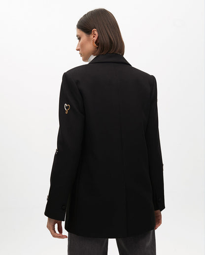 Embroidered Blazer with Jewelry Detail