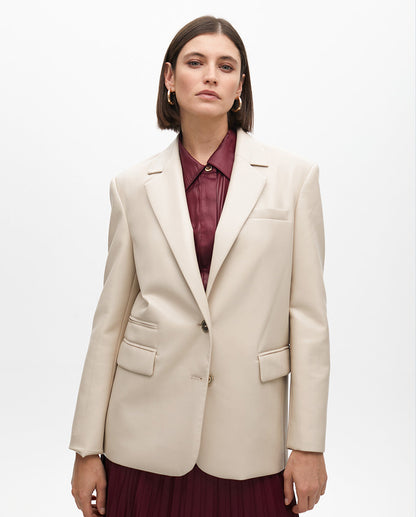 Straight Faux Leather Blazer