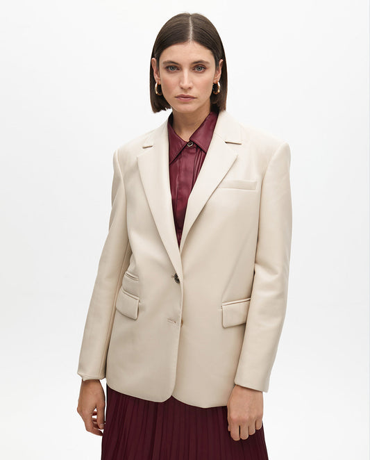 Straight Faux Leather Blazer