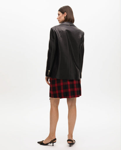Straight Faux Leather Blazer
