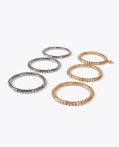 Bicolor Metallic Effect Elastic Bracelets Set