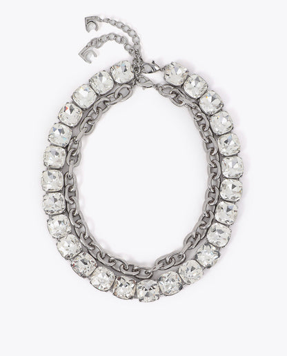 Double Jewel Short Necklace Set