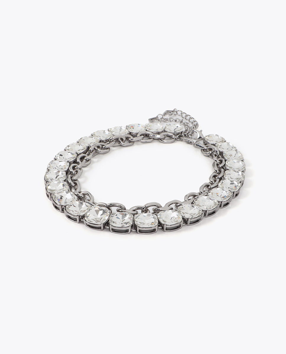 Double Jewel Short Necklace Set