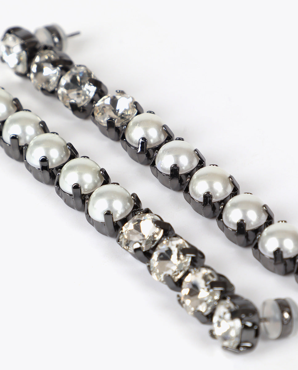 Crystal and Pearl Drop Earrings