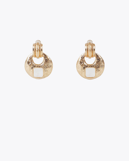 Hammered Metal Inlaid Earrings