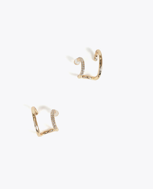 Piercing Effect Combined Jewel Earrings