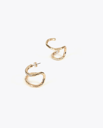 Piercing Effect Combined Jewel Earrings