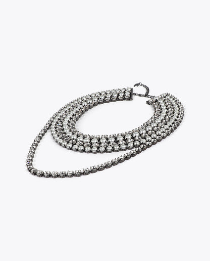 Crystal and Pearl Multi-Layer Necklace