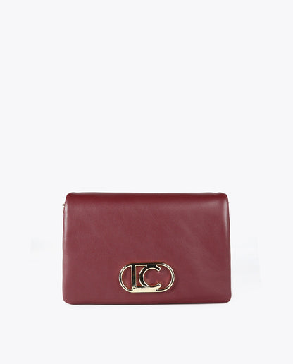 Faux Leather Crossbody with Three Compartments and Flap