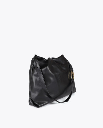 Leather Effect Shopper Bag with Oval LC Logo