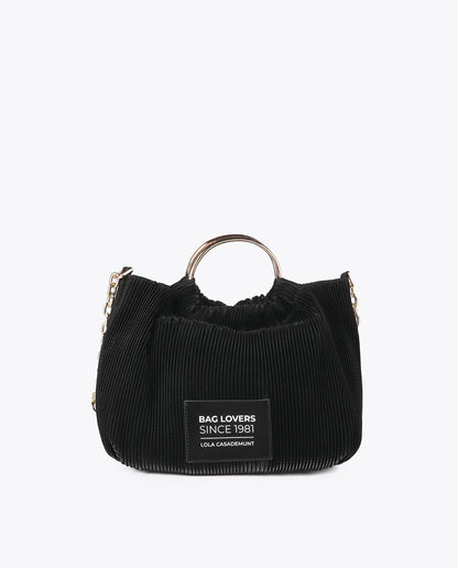 Pleated Faux Leather Effect Bag with 'bags lovers' Tag