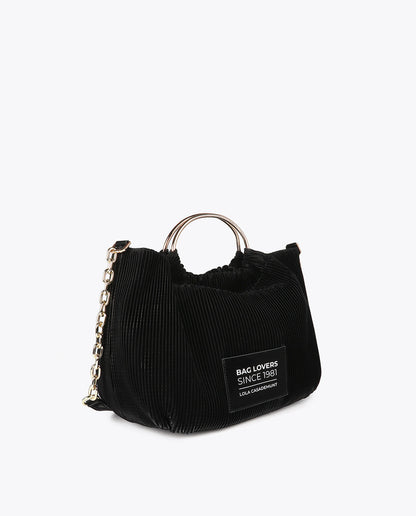 Pleated Faux Leather Effect Bag with 'bags lovers' Tag