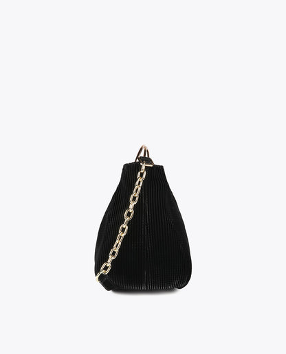 Pleated Faux Leather Effect Bag with 'bags lovers' Tag