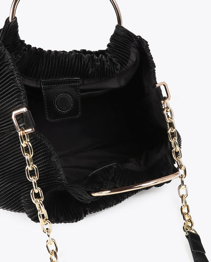 Pleated Faux Leather Effect Bag with 'bags lovers' Tag