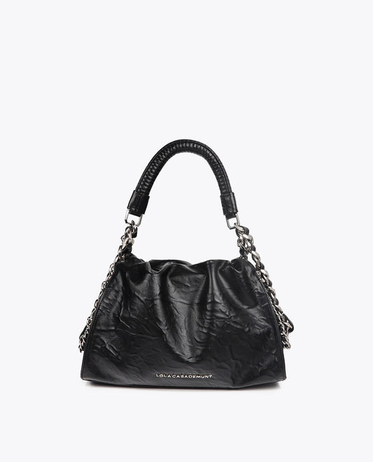 Medium-Sized Bag with Crinkled Leather Effect and XL Studs