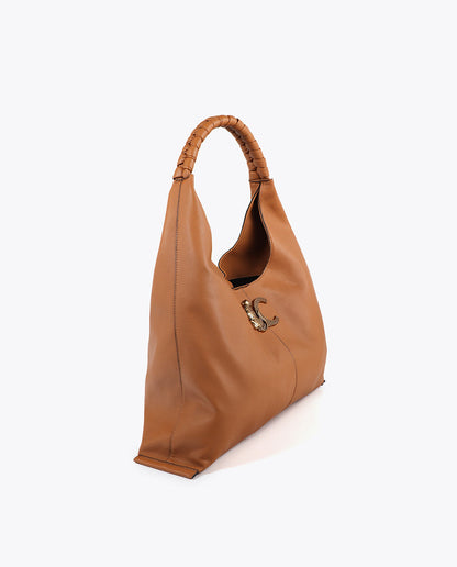 Shopper Bag Faux Leather Braided Handle Leopard LC Logo