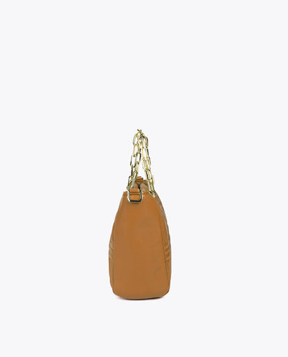 Quilted Logo Mini Shopper in Faux Leather with Chain Handle