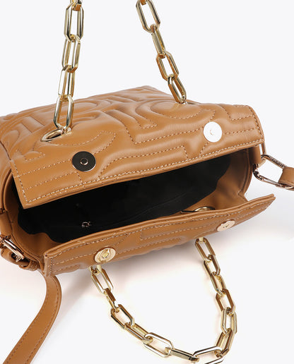 Quilted Logo Mini Shopper in Faux Leather with Chain Handle