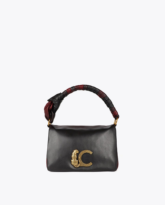 Flap Crossbody with Knot Handle. Leopard LC Logo