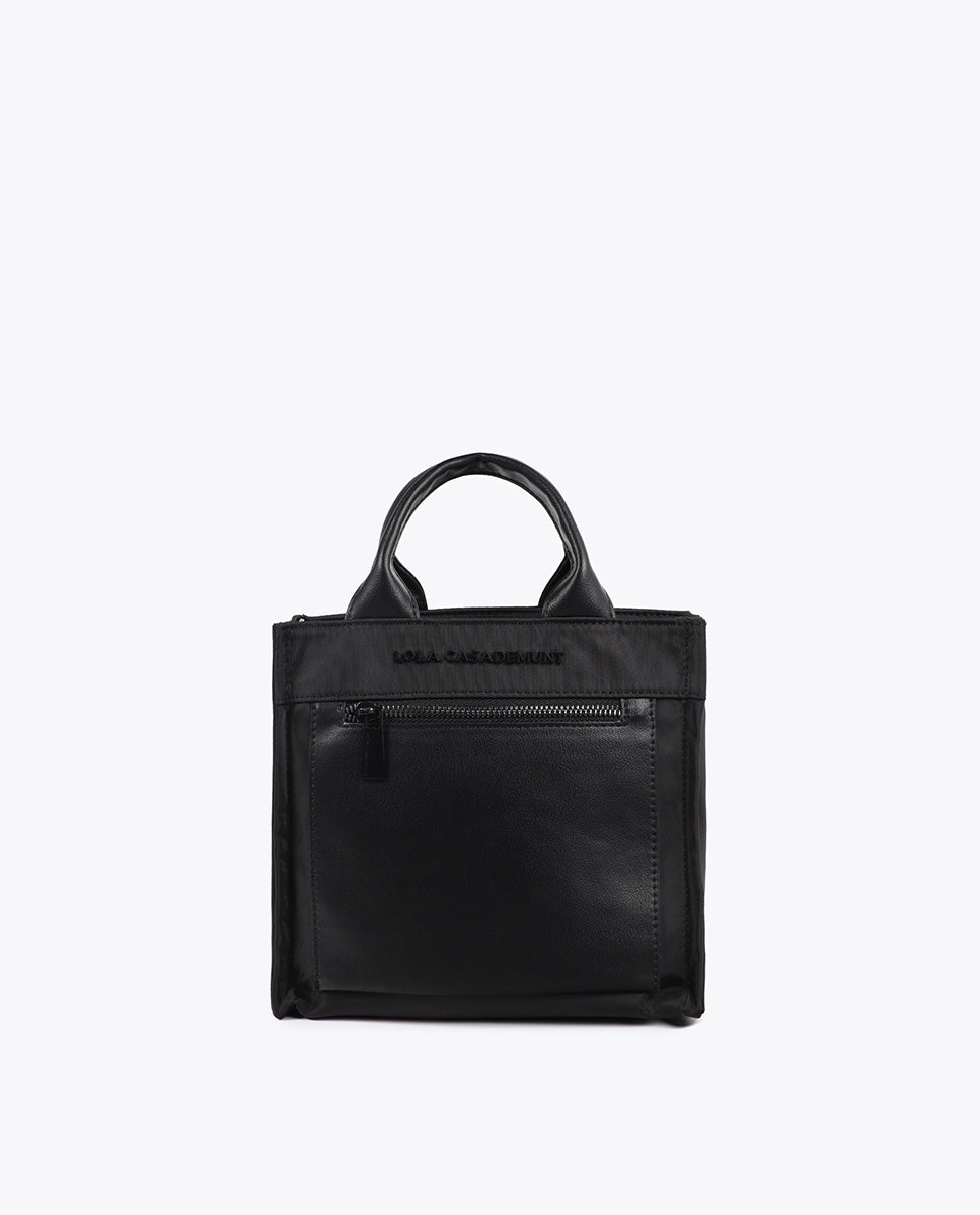 Nylon Crossbody Bag with Faux Leather Effect