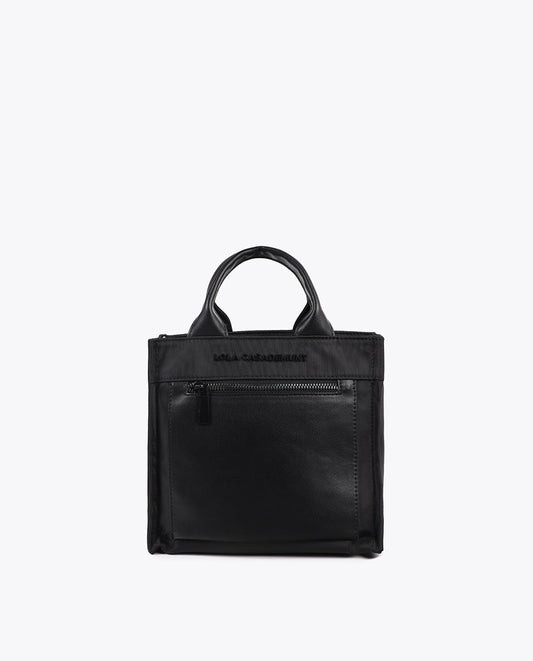 Nylon Crossbody Bag with Faux Leather Effect
