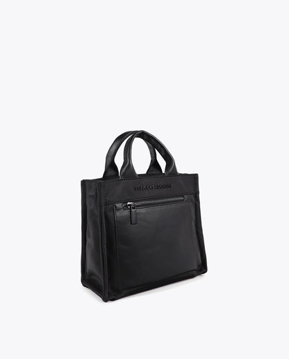 Nylon Crossbody Bag with Faux Leather Effect