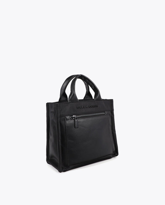 Nylon Crossbody Bag with Faux Leather Effect
