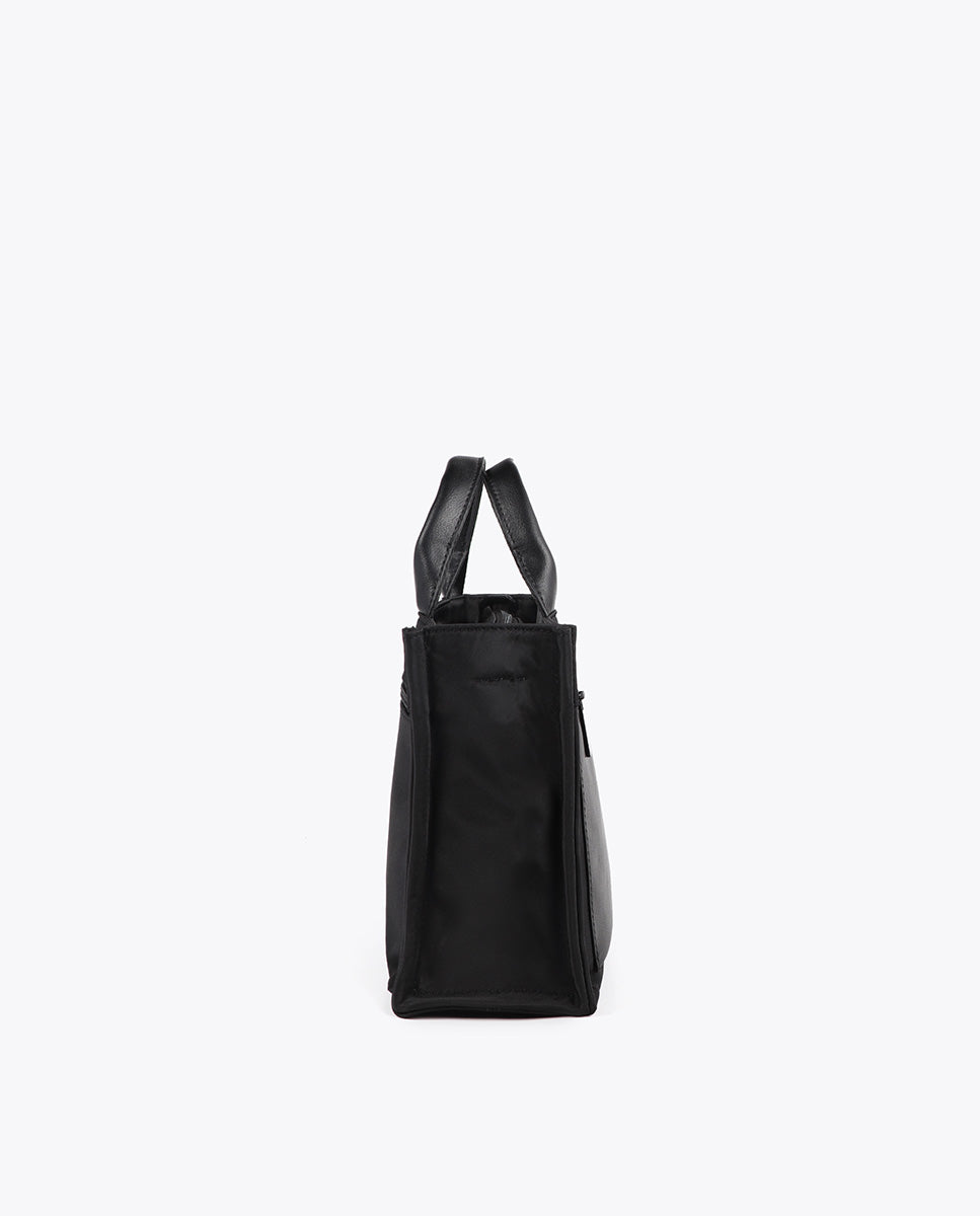 Nylon Crossbody Bag with Faux Leather Effect