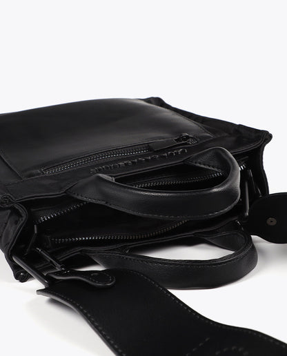 Nylon Crossbody Bag with Faux Leather Effect