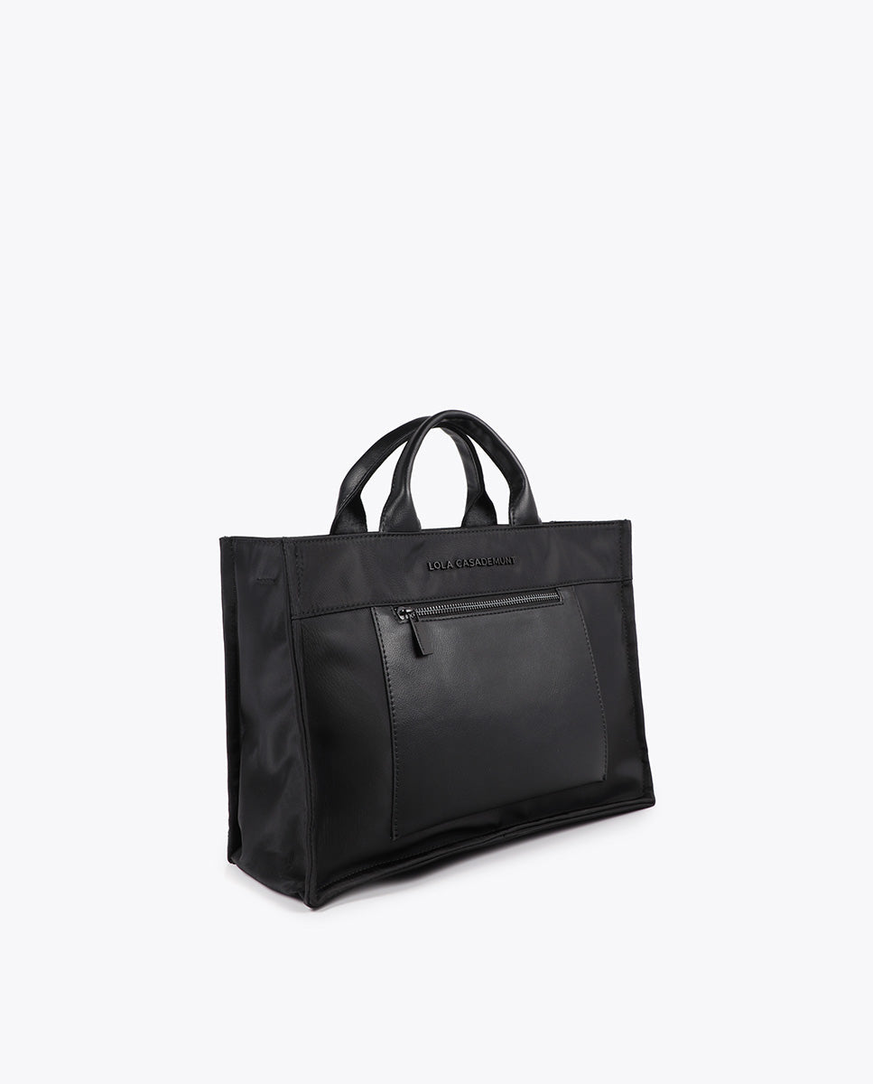 Nylon Bag with Leather Effect