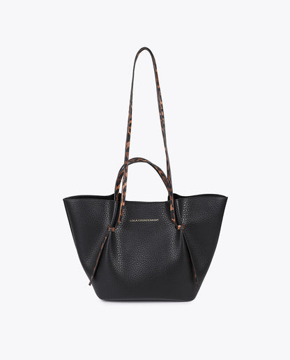 Mini shopper bag with animal print leather effect details