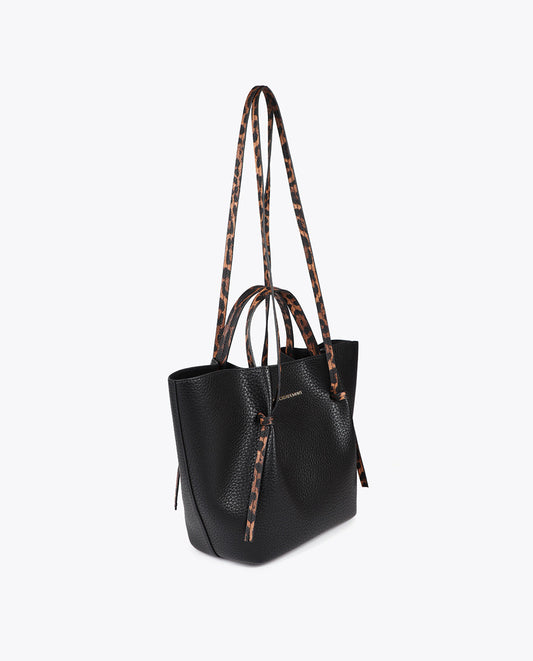 Mini shopper bag with animal print leather effect details