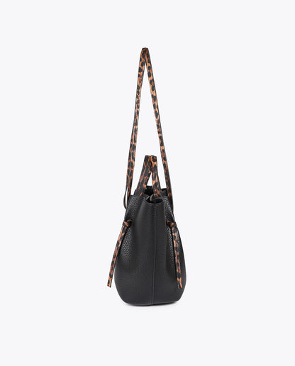 Mini shopper bag with animal print leather effect details