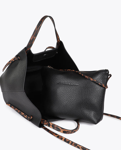 Mini shopper bag with animal print leather effect details