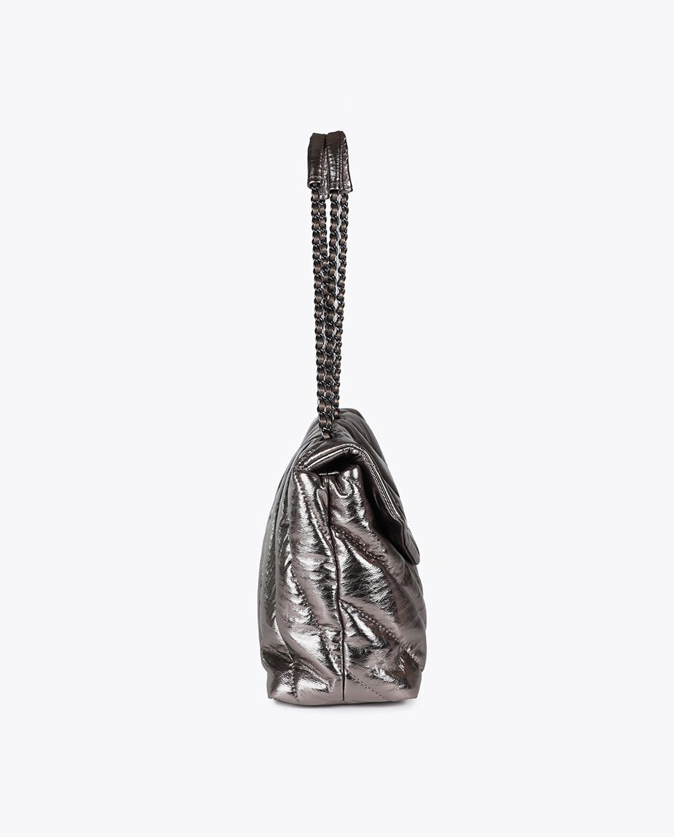 Metallic Quilted Flap Bag