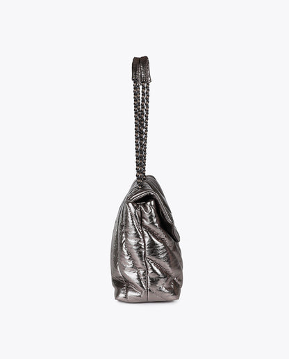 Metallic Quilted Flap Bag