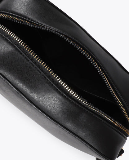 Oval LC Logo Snake Effect Crossbody Bag