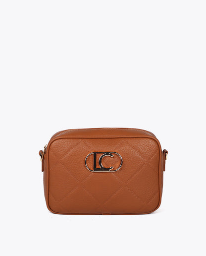 Monogram Diamond Oval Logo Faux Leather Crossbody