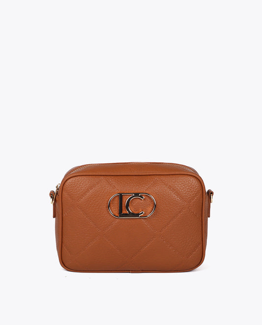 Monogram Diamond Oval Logo Faux Leather Crossbody