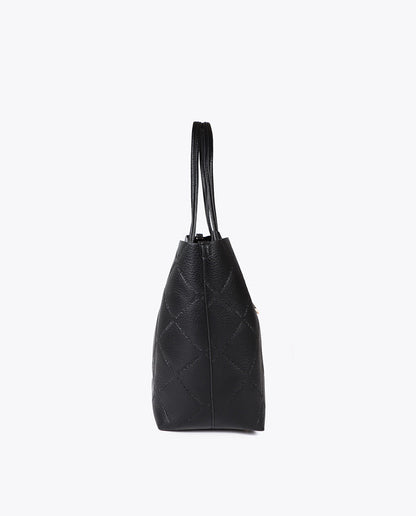 Faux Leather Monogram Shopper with Oval Logo Charm