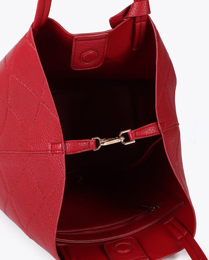 Faux Leather Monogram Shopper with Oval Logo Charm