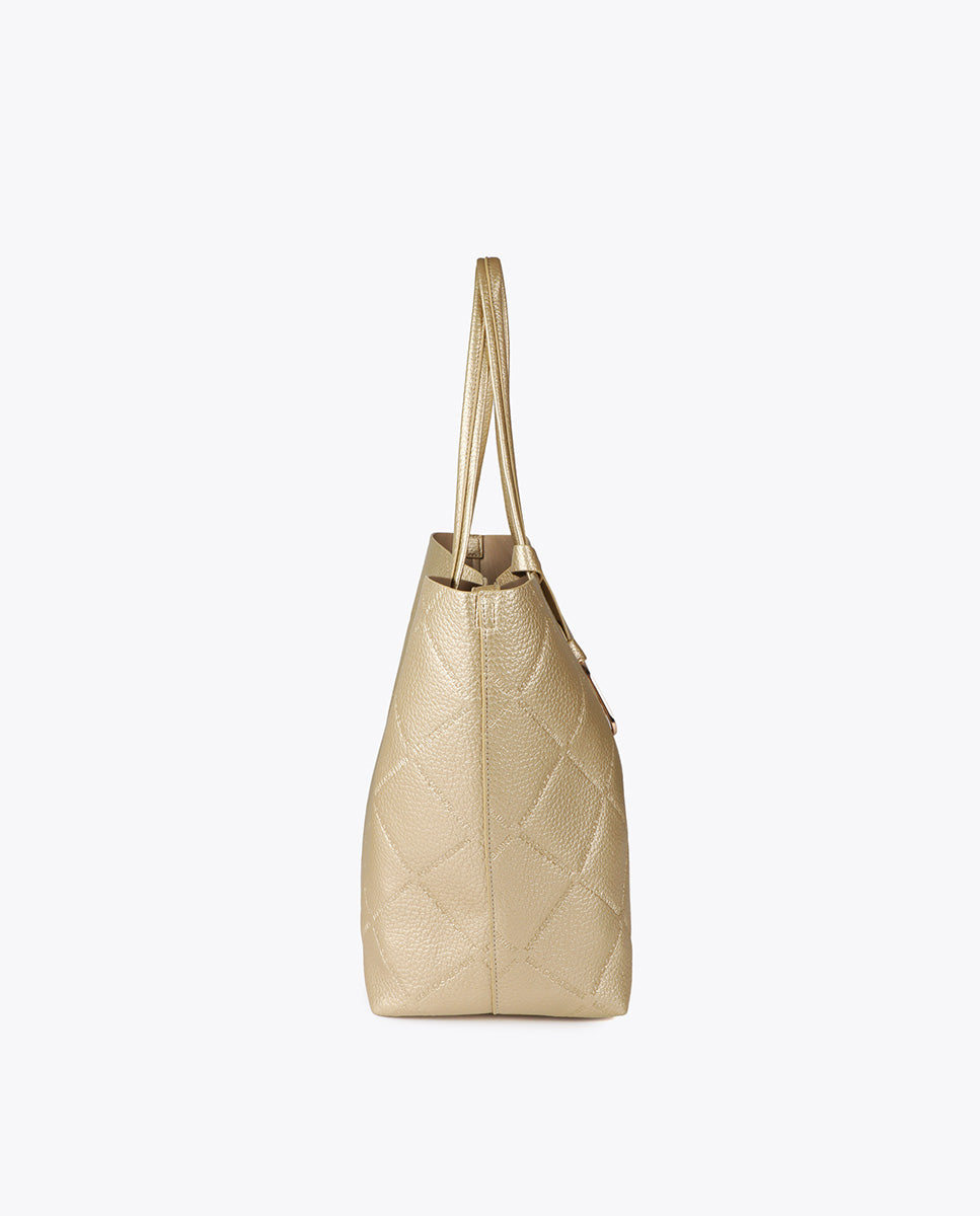 Faux Leather Monogram Shopper with Oval Logo Charm