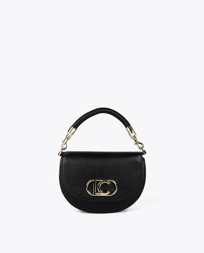 Half-Moon Flap Crossbody with Braided Handle and Metallic Details