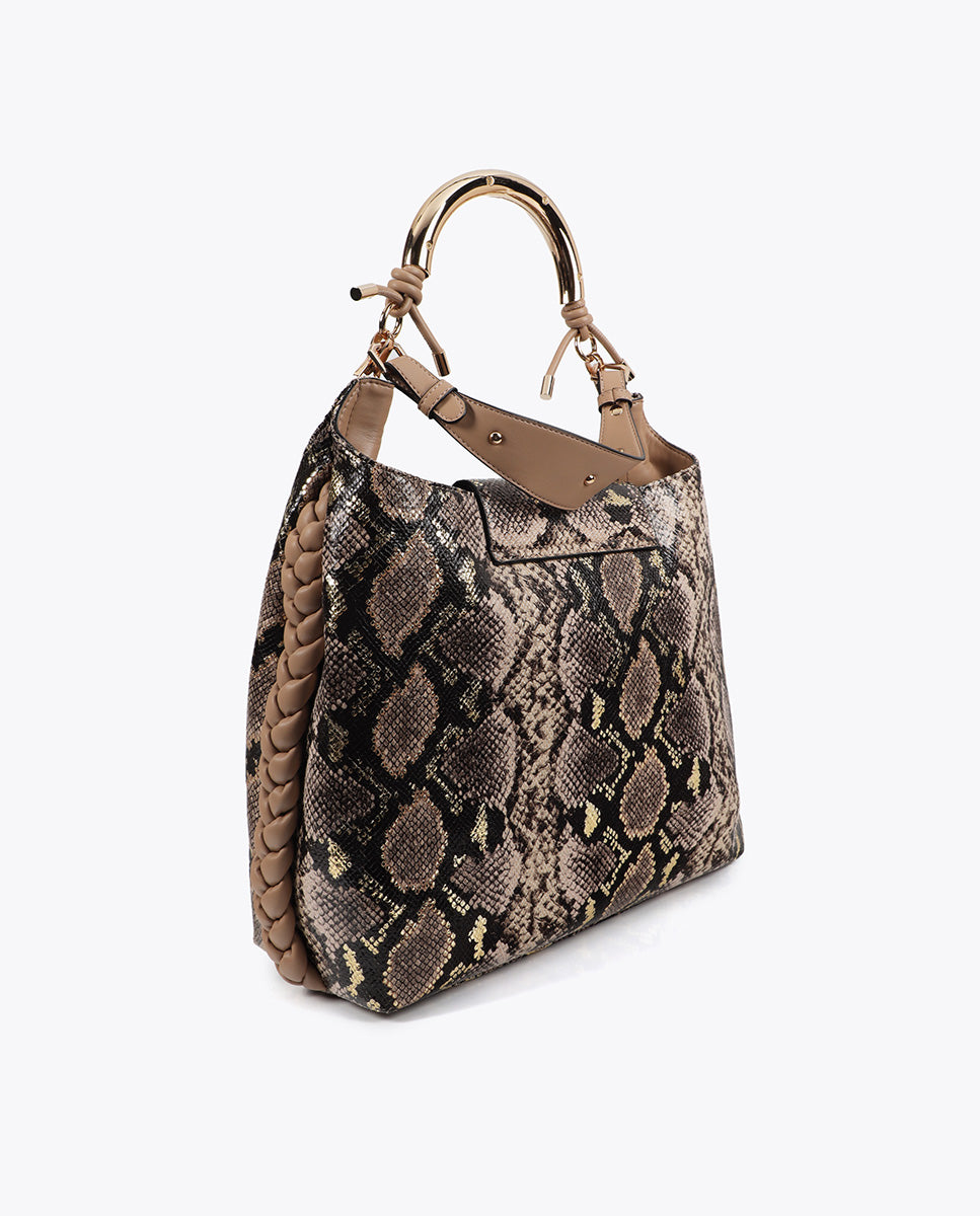 Metallic Handle Shopper Bag