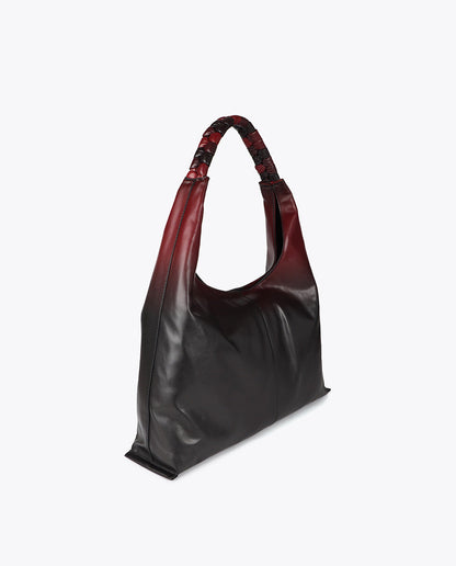 Faux Leather Effect Shopper Bag with Braided Handle and Leopard LC Logo