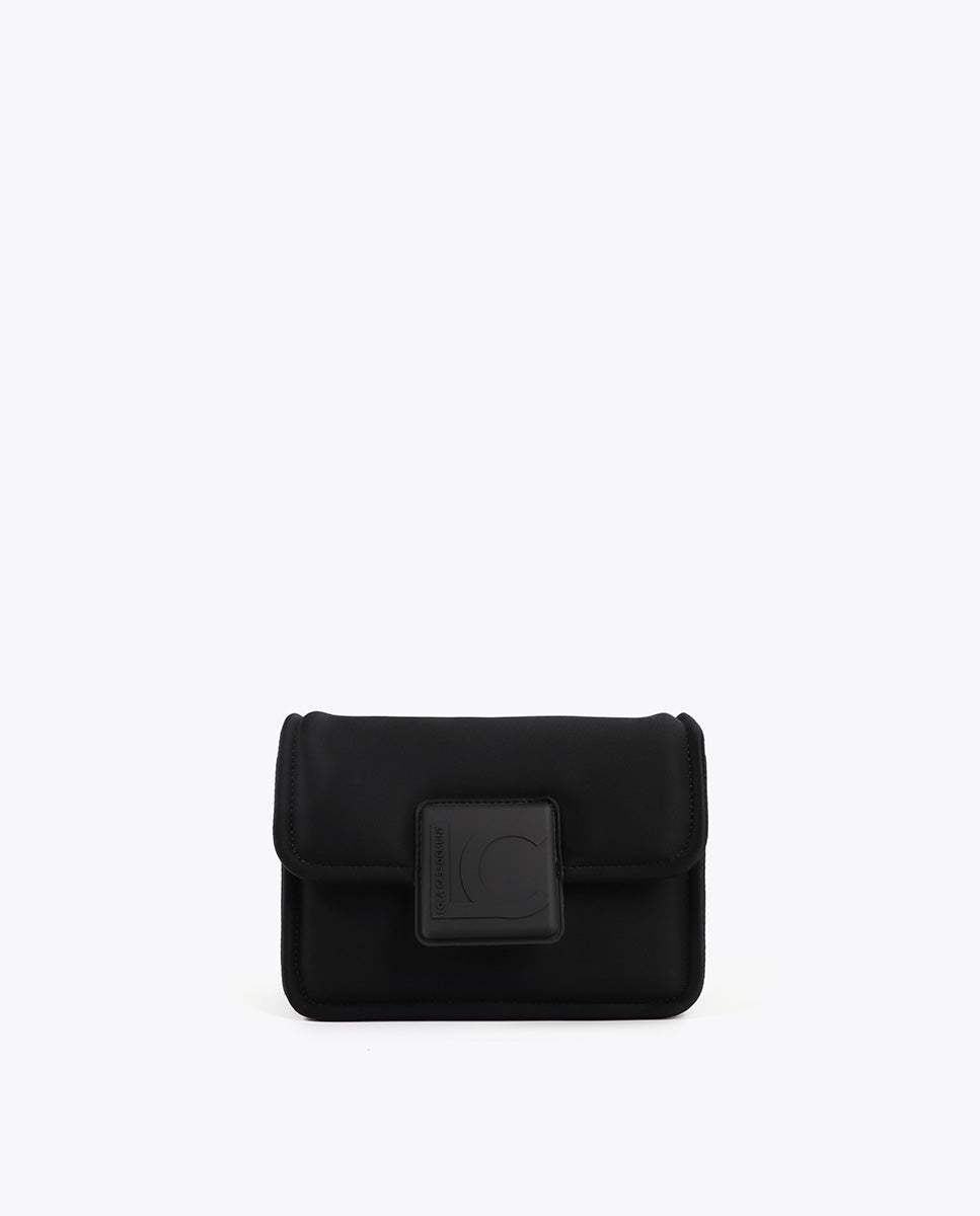 Neoprene Fabric Crossbody Bag with Silicone Logo Detail