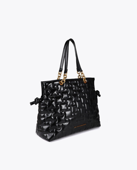Quilted Shopper with Chain and Faux Leather Handles