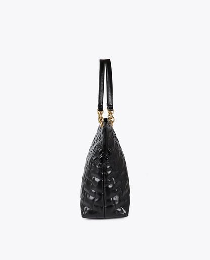 Quilted Shopper with Chain and Faux Leather Handles